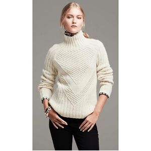 Banana Republic Popcorn Stitch Turtleneck Pullover Wool Blend Size M tall  M